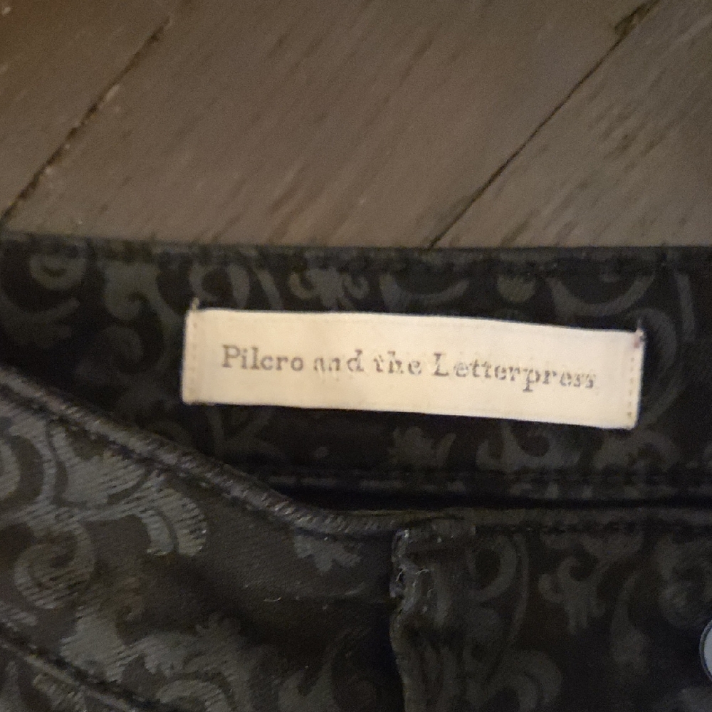 Pilcro and the Letterpress Black Patterned Pants - Picture 2 of 3